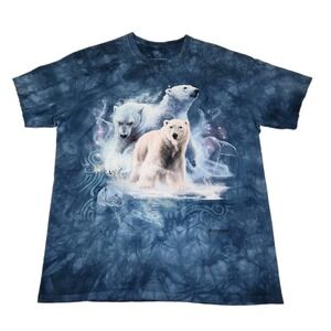 The Mountain Polar Collage T Shirt 2011 Tami Alba Polar Bears Tie Dye Blue L